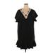 Shein Casual Dress - Shift Plunge Short sleeves: Black Dresses - Women's Size 2X