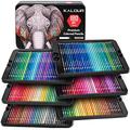 KALOUR 180 Colored Pencil Set for Adults Artists - Rich Pigment Soft Core -12 Metallic Pencil - Wax-Based - Ideal for Coloring Drawing Sketching Shading Blending - Vibrant Color Pencil in Tin Case