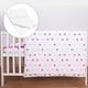 Baby Comfort 5 Piece Bedding Set Duvet Pillow with Covers & Cotton Sheet for 130x80 cm Extendable Cot Bed (Pink Stars)