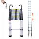 Telescopic Ladder 5M with Detachable Hooks, Aluminium Extension Step Ladder with Non-Slip Feet EN131 Safe Standard, Folding Roof Ladder Multi-Purpose Ladder for DIY House Outdoor Jobs