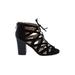 Franco Sarto Heels: Black Print Shoes - Women's Size 8 - Open Toe