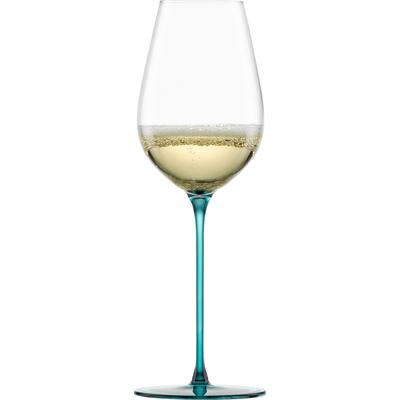 Champagnerglas EISCH GERMANY "INSPIRE SENSISPLUS", blau (aqua), H:24,2cm Ø:7,9cm, Kristallglas, Trinkgefäße, die Veredelung der Stiele erfolgt in Handarbeit, 400 ml, 2-teilig Image