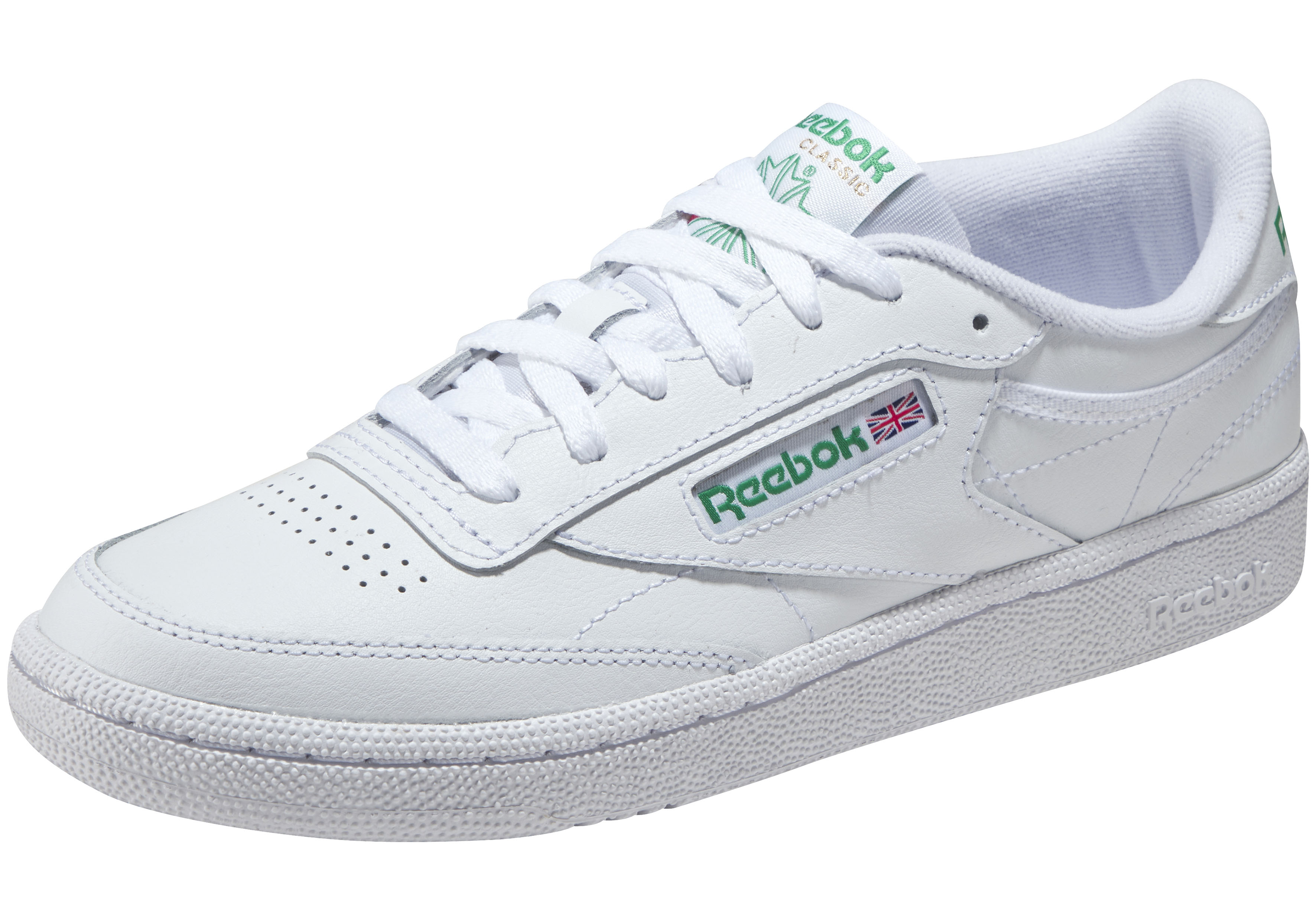 Sneaker REEBOK CLASSIC "CLUB C 85", Damen, Gr. 40, grün (weiß, grün), Leder, Schuhe Sneaker