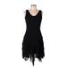 SL Fashions Cocktail Dress - DropWaist Scoop Neck Sleeveless: Black Solid Dresses - Women's Size 10 Petite
