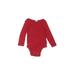 Old Navy Long Sleeve Onesie: Red Solid Bottoms - Size 12-18 Month