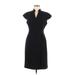 Calvin Klein Casual Dress - Sheath V Neck Short sleeves: Black Print Dresses - Women's Size 6