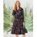 Appleseeds Women's Carefree Knit Ruffle-Neck Floral Dress - Multi - M - Misses