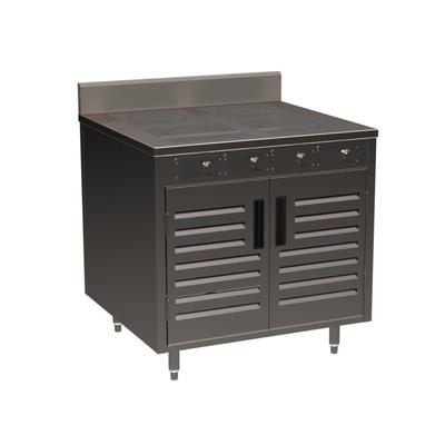 Spring USA BOH-1800D 36" Cooking Cart w/ 4 Induction Stove, Silver, 110/120 V