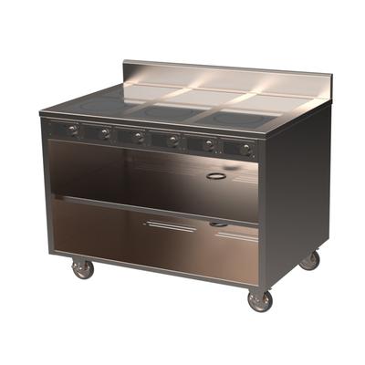Spring USA BOH-3500C-6 48" Mobile Cooking Cart w/ 6 Induction Burners, Silver, 208/240 V