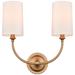 Giselle - 2 Light 15" LED Sconce - Brass Finish - Off-White Shade