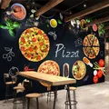 Custom 3D Mural Wallpaper Wall Painting Personalized Pizza Shop Blackboard Photo Wall Paper Cafe