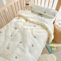 2023 Korean Pure Cotton Baby Blanket Cartoon Bear Cream Warm Baby Quilt Four Seasons Newborn Swaddle