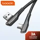 Toocki Dual Elbow USB Type C Cable 90 Degree 3A Fast Charging USB C Cable For Samsung Huawei Xiaomi