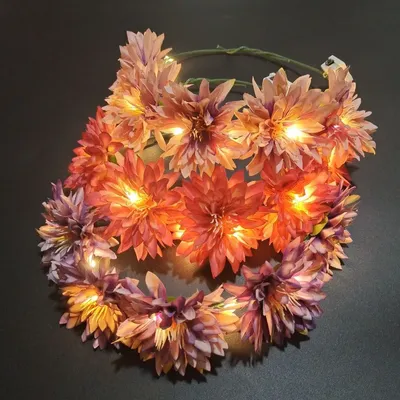 LED Crown Flower Headband Light Wreath Garland Decor Women Girl Wedding Birthday Luminous Hair