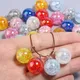 10PCS 20.5x15mm Glitter AB Acrylic Ball Charms Colorful Cracked Crystal Round Charms Pendants for