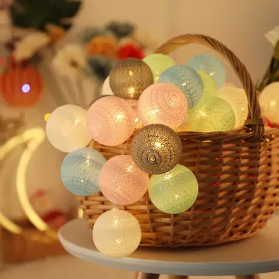20 Cotton Ball 2.2M String Fairy Night Lights USB LED Bulb Bedroom Christmas Outdoor Holiday Party Baby Bed Lights Decoration