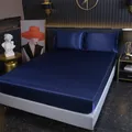 Satin Fitted Sheet High-End Solid Color Mattress Cover With Elastic Band Bedsheet Home Hotel Bedding