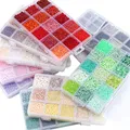 15 Colors Glass Beads Set for Bracelet Making Spacer Loose Beads with Storage Box Tube Beads Kit for