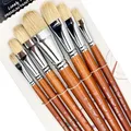 7pcs Premium Hog Bristle Filbert Paint Brushes Set 100% Natural Chungking Hog Bristle Professional