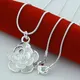 925 Sterling Silver Rose Flower Pendant Necklace 18/20-24/26/30 Inch Snake Chain For Women Wedding