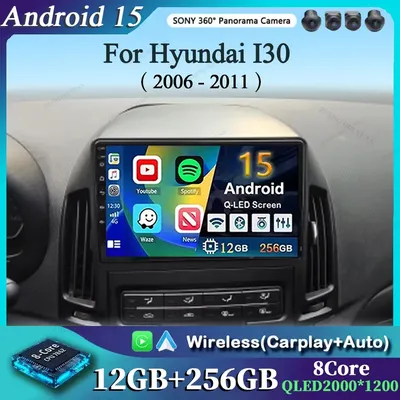 Android 15 Für Hyundai I30 2006 2007 2008 2009 2010 2011 Multimedia 4G WIFI Keine DVD-Player 2 Din Auto Radio Carplay BT 360 Kamera