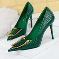 BIGTREE Scarpe da donna 10 cm Fibbia in metallo Décolleté da donna Scarpe da banchetto da donna di lusso Tacchi a spillo Tacchi alti Scarpe da festa sexy da donna