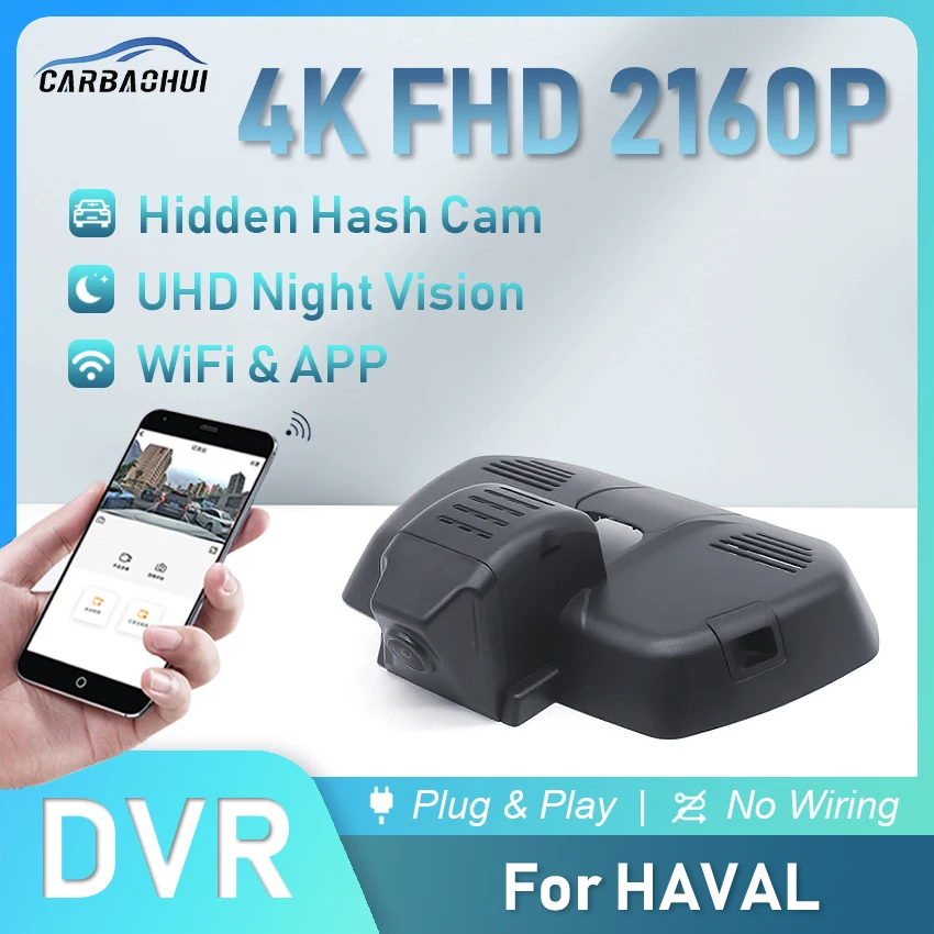 Dashcam Plug and Play per Auto, Registratore Video UHD per HAVAL H6 H7 F7 F7x H9 H3 DARGO Jolion GWM POER, Telecamera 4K con Porta USB