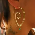Huitan Spirale große Kreis Ohrringe für Frauen Gold Farbe Piercing grün Zirkonia Charme baumeln