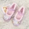 Disney Prinzessin Kristall Schuhe Mädchen Einzelne Schuhe Gefrorene Elsa Sophia Strass Schuhe Leistung Party Rosa Schuhe Größe 22-36