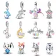 100% Sterling Silber niedlichen Corgi Katze Gecko Ballon Karussell Charms Perlen passen Pandora