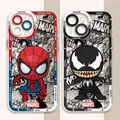 Custodia per telefono Marvel Spider Man Venom per Apple iPhone 13 Pro Max 7 6s SE X XS 15 Plus 8 12 Mini XR 14 Pro 11 Cover in silicone trasparente