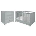 Lit évolutif 70x140 commode 3 tiroirs gris