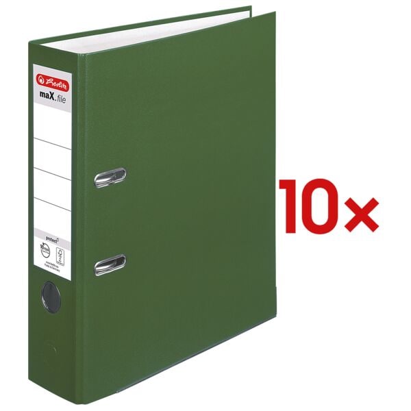 Herlitz 10x Ordner »maX.file protect« breit grün, 8x31.8x28.5 cm Image