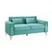 Velvet Upholstered Sofa Couch, Square Arms Loveseat for Livingroom Reclining Sofa Settee, Sleeper Loveseat with 2 Pillows