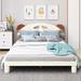 Full Size Platform Bed w/ Bear Ears Shaped Headboard, LED Upholstered Bed, Panel Bed No Box Spring Needed, Easy Assembly