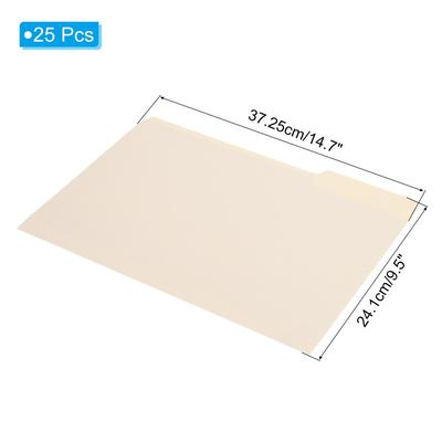 25pcs File Folders, Manila File Folders 1/3 Cut File Folders Legal Size - Beige