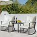 3-Pack Steel Outdoor Rocking Chair with Cushions and Coffee Table