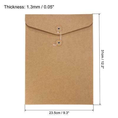 2pcs String Envelope File Folders, A4 Document Holder Filing Jacket, Brown