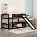Kids Bunk Bed with Slide Twin Over Twin with Fence and Ladder Espresso