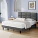 Full Size Bed Frame with Upholstered Headboard, Dark Grey