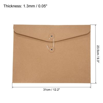 2pcs String File Folders A4 Document Holder Filing Envelopes Jacket, Brown