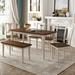 6-Piece Dining Room Set, Classic Kitchen Furniture Set, Wooden Rectangular Table & 4 Chairs with Bench, Brown+Cottage White