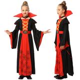 Royal Vampire Costume Halloween Dress Up Party Vampire-Themed Party with one Choker for Girls,S