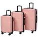 Lightweight Luggage Set 3 Piece Double Spinner 8 Wheels Suitcase with TSA Lock, 20inch, 24inch, 28inch,Pink