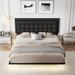 Queen Size Floating Bed Frame, PU Upholstered Bed, LED Night Lights Platform Bed Frame with Button Tufted Headboard