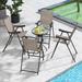 Gymax 4 PCS Patio Bar Chair Folding Bar Height Metal Frame w/ Footrest