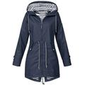 Rain Jacket for Women Waterproof with Lined Raincoat Plus Size Outdoor Active Travel Hiking Loose Hooded Coat