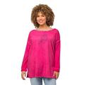 Ulla Popken Damen Flockprint, Oversize T-Shirt, magentapink, 50-52