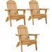 Topeakmart 3 Pieces Solid Wood Folding Adirondack Chair for Patio Brown