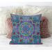 28 x 28 in. Paisley Pattern Square Broadcloth Indoor & Outdoor Blown & Closed Pillow - Dark Muted Blue Pink & Green